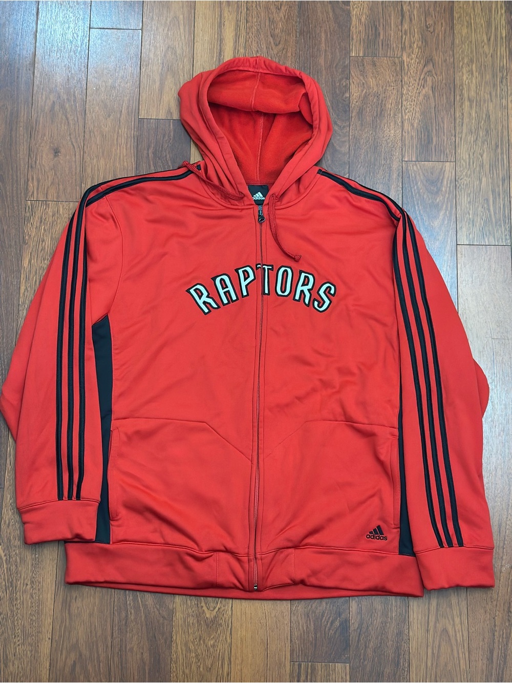 adidas Red & Black Raptors Full-Zip Hooded Jacket